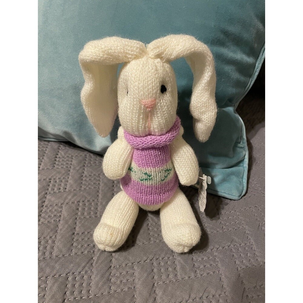 Jointed Baby Rabbit Knit Plush Bunny in Pastel Sweater Sweater Fully Knit